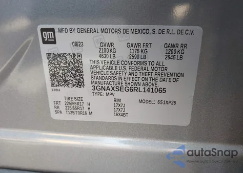 2024 Chevrolet Equinox Awd Ls из США, поврежденный, VIN 3GNAXSEG6RL141065